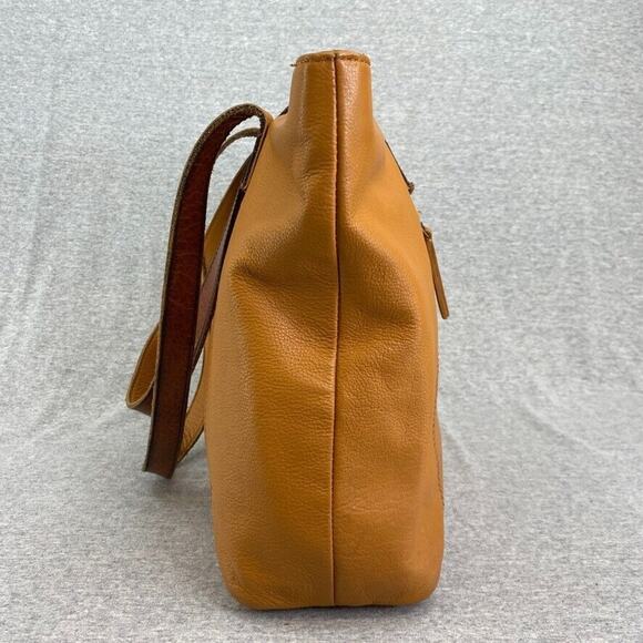 G.H. Bass Leather Purse Tan Brown Tote Bag Shoulder Bag Handbag Carryall - Picture 7 of 16